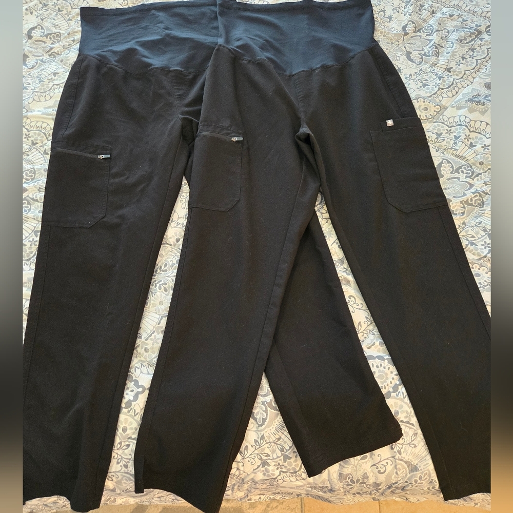 EUC Figs BUNDLE Maternity Black Pants (SMALL petite)